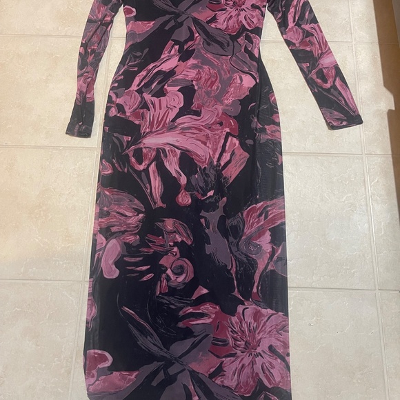 Prabal Gurung Abstract Floral Mesh Midi Dress Size M - Picture 13 of 16